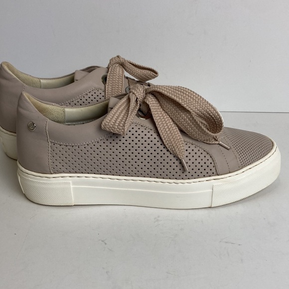 AGL Attilio Giusti Leombruni Perforated Platform Talc Leather Sneaker Size 39 9 - Picture 9 of 16